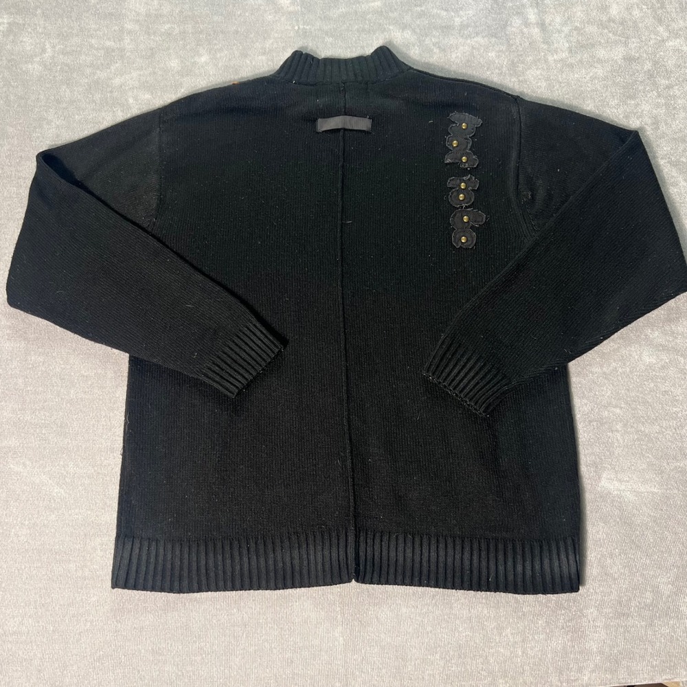 Franky Max Mens Full Zip Sweater Black Gothic Whipstitch Studded Cross Large - Picture 5 of 6